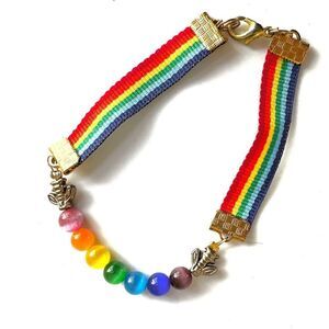 rainbow chakra bead bee bracelet